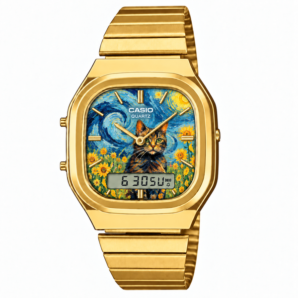 Casio AQ-240 Van Gogh Cat by Club Wear
